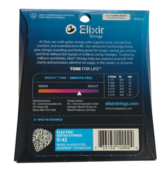 Elixir Strings 12002 Nanoweb Nickel Plated Steel Electric Guitar Strings, Super Light, 9-42 Gauge - Image 2