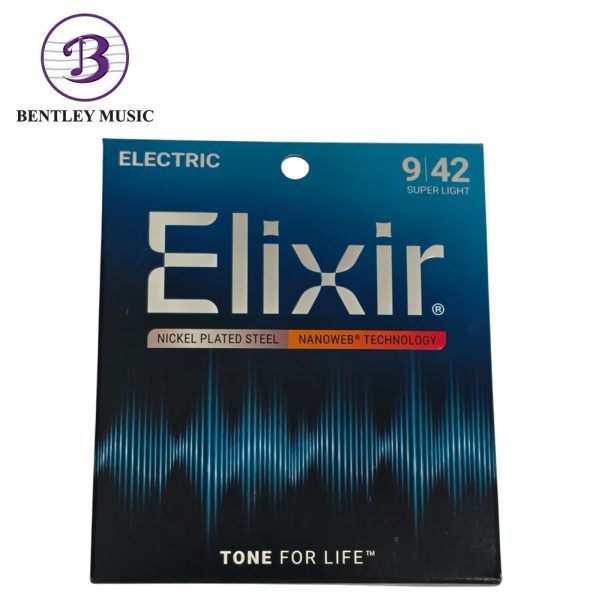 Elixir Strings 12002 Nanoweb Nickel Plated Steel Electric Guitar Strings, Super Light, 9-42 Gauge