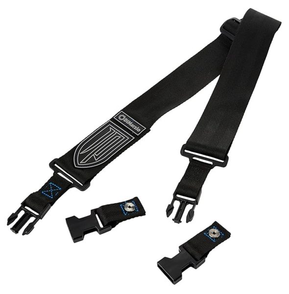 DiMarzio DD2200JPBKBL Cliplock Guitar Strap, Black Nylon, Blue Stitching - Image 2