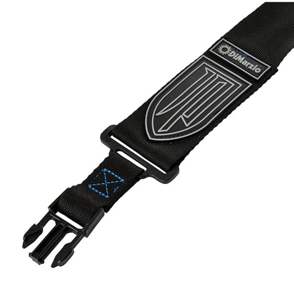 DiMarzio DD2200JPBKBL Cliplock Guitar Strap, Black Nylon, Blue Stitching - Image 3
