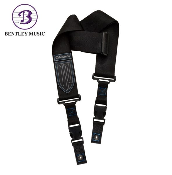 DiMarzio DD2200JPBKBL Cliplock Guitar Strap, Black Nylon, Blue Stitching