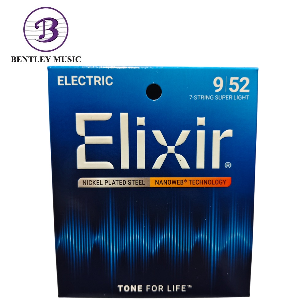Elixir Strings 12007 Nanoweb Nickel Plated Steel Electric Guitar Strings, Super Light, 09-52 Gauge