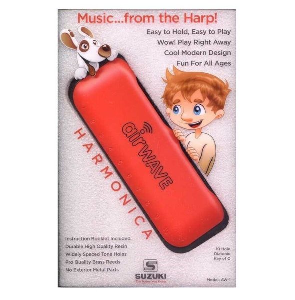 Suzuki AW1-RD Airwave C Key 10 Hole Diatonic Harmonica, Red - Image 3