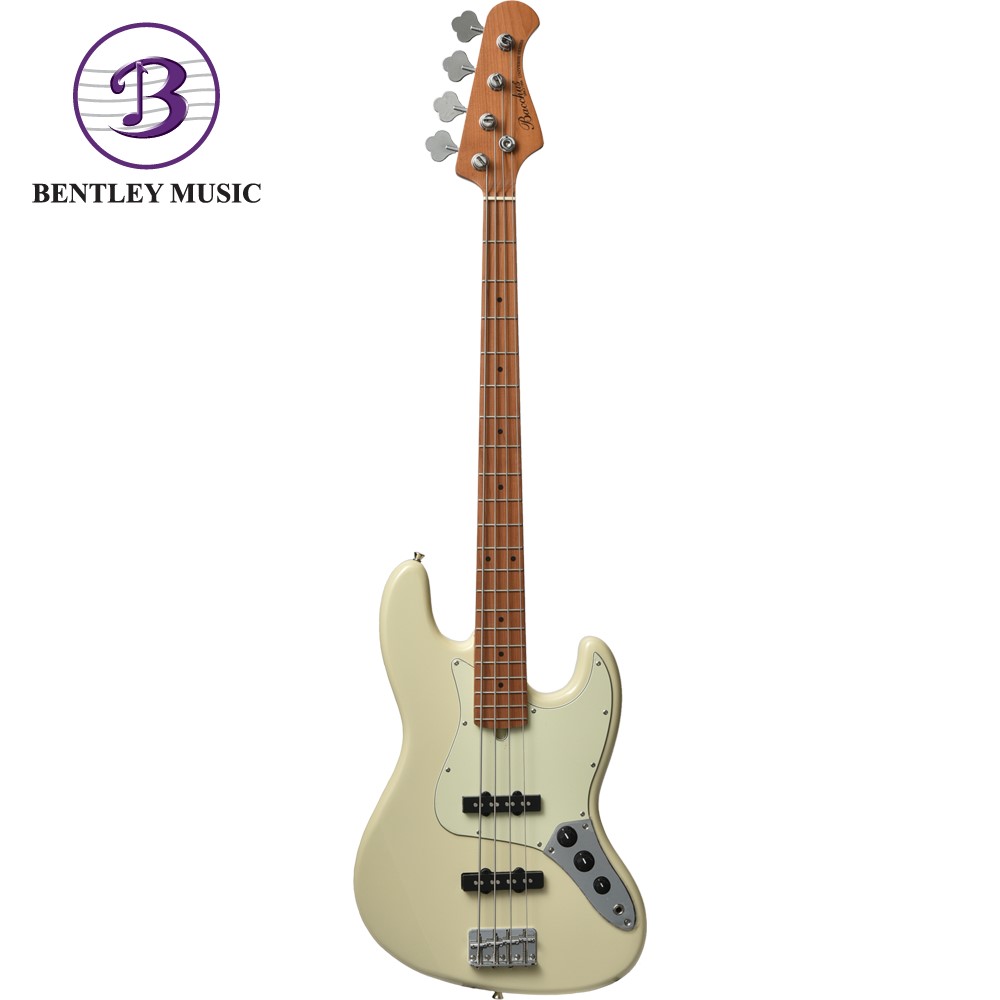 Bacchus BJB-1-RSM/M-OWH Universe Series Roasted Maple Electric Bass,  Olympic White