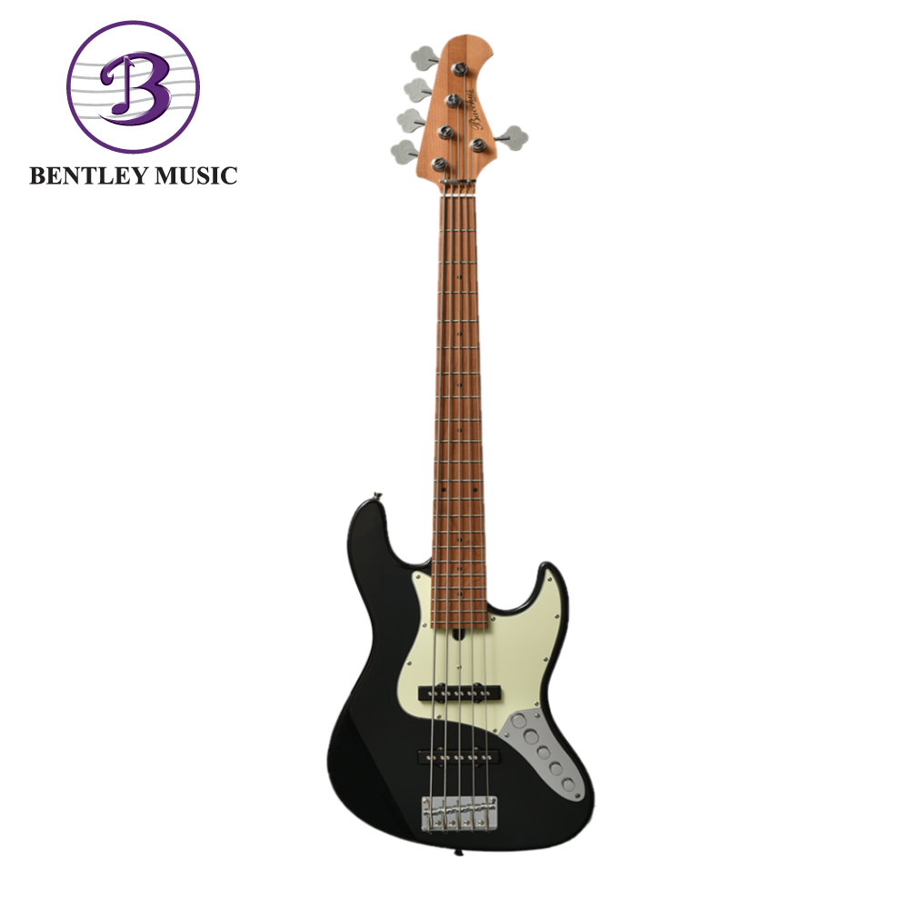 Bacchus WJB5-630-RSM/M-BLK Universe Series Roasted Maple 5-String Electric  Bass, Black