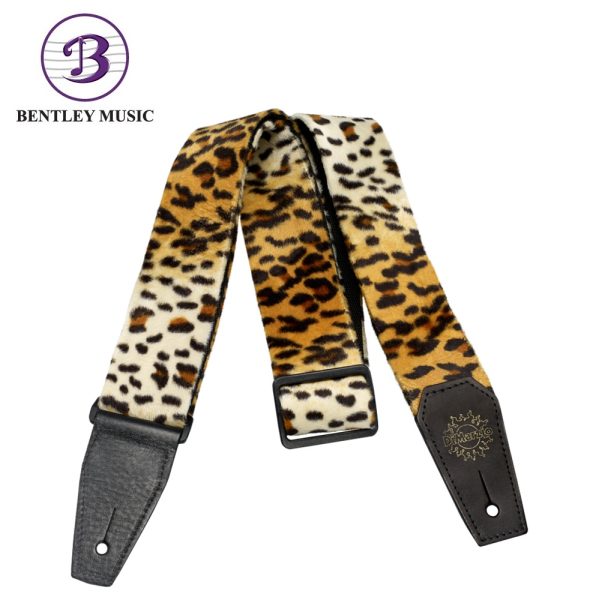 DiMarzio DD3310CH Faux Fur Guitar Strap with Leather Ends, Cheetah
