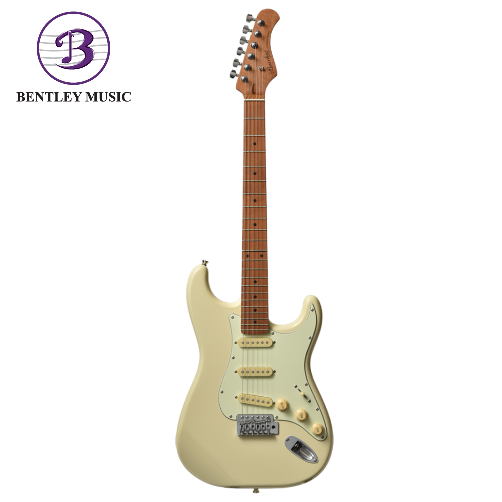 Bacchus BST-1-RSM/M-OWH Universe Series Roasted Maple Electric Guitar,  Olympic White