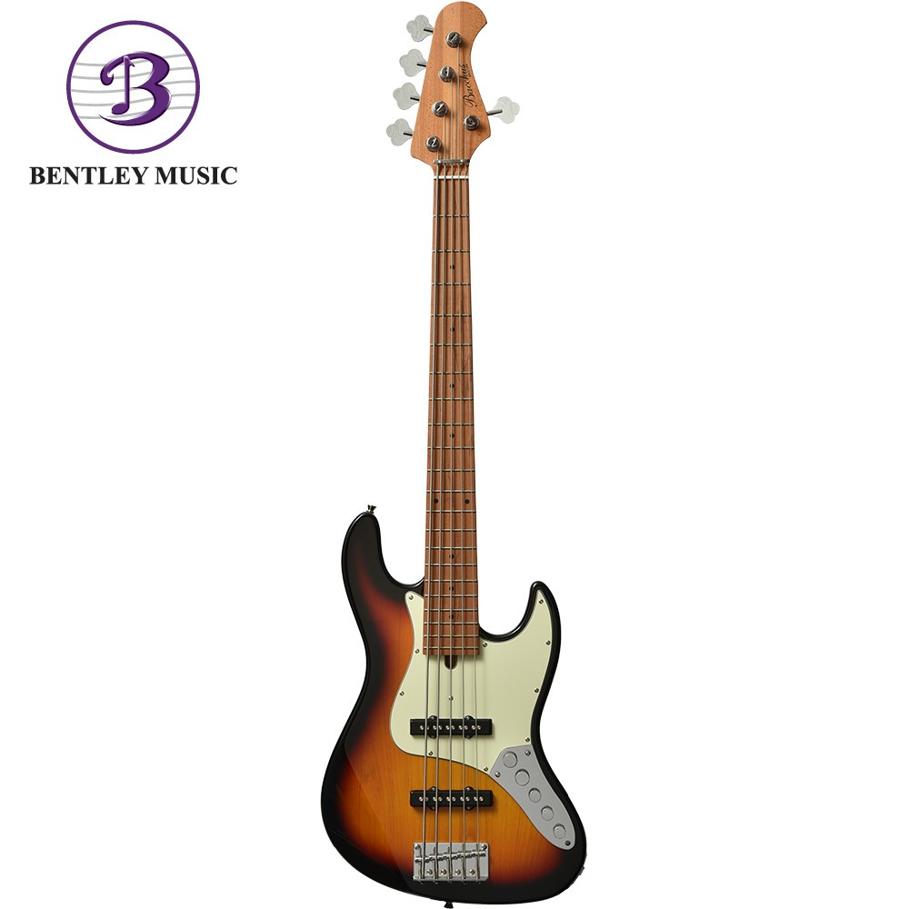 Bacchus WJB5-630-RSM/M-Act-3TS Universe Series Roasted Maple 5-String  Electric Bass Guitar, 3 Tone Sunburst