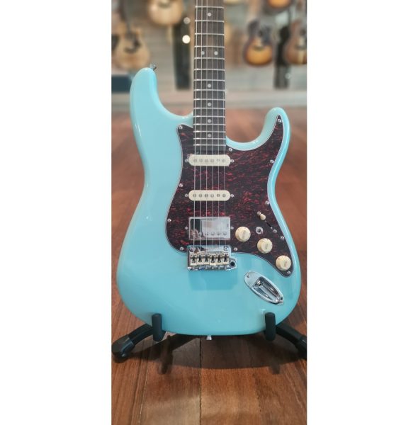 SQOE SEST1000-BL Custom Premium Kaston Series HSS Electric Guitar, Sky Blue - Image 2