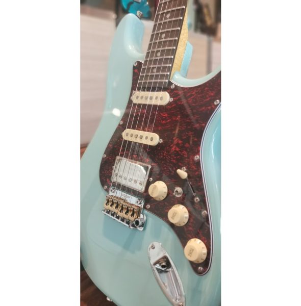 SQOE SEST1000-BL Custom Premium Kaston Series HSS Electric Guitar, Sky Blue - Image 3