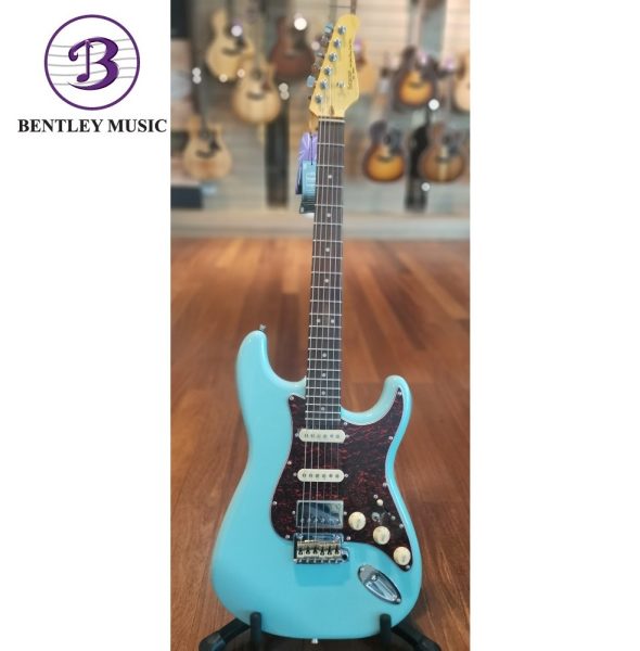 SQOE SEST1000-BL Custom Premium Kaston Series HSS Electric Guitar, Sky Blue