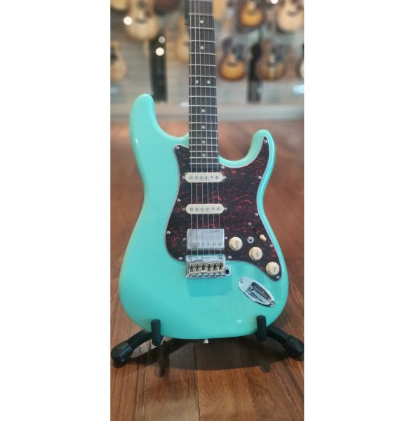 SQOE SEST1000-GR Custom Premium Kaston Series HSS Electric Guitar, Surf Green - Image 2