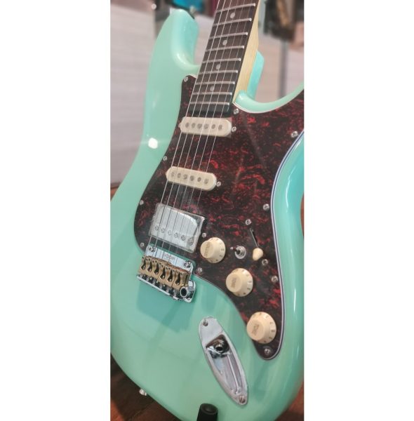 SQOE SEST1000-GR Custom Premium Kaston Series HSS Electric Guitar, Surf Green - Image 3