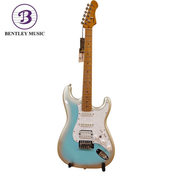 SQOE SEST610-BLW IF Series HSS Electric Guitar, Silver Blue Ice Flower