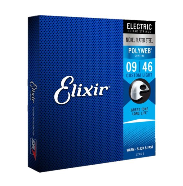 Elixir Strings 12025 Polyweb Nickel Plated Steel Electric Guitar Strings, Custom light, 9-46 Gauge - Image 3