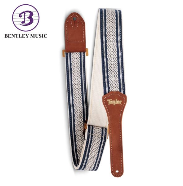 Taylor 4016-20 Academy Jacquard Cotton Strap, White/Blue