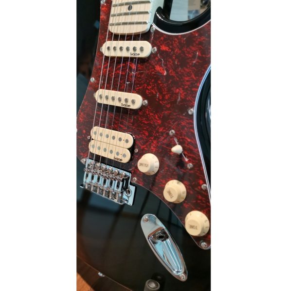 SQOE SEST250-BK ST Series HSS Electric Guitar, Black - Image 4