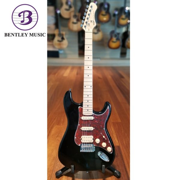 SQOE SEST250-BK ST Series HSS Electric Guitar, Black