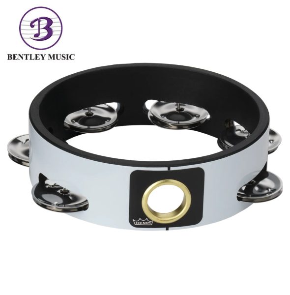 Remo TA-6106-00 Single Row Quadura White Headless Tambourine, 6 Inch