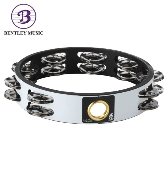 Remo TA-6208-00 Double Row Quadura White Headless Tambourine, 8 Inch