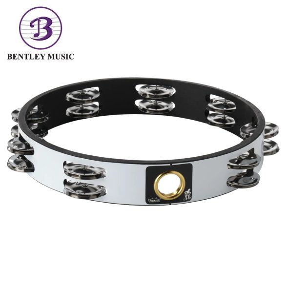 Remo TA-6210-00 Double Row Quadura White Headless Tambourine, 10 Inch