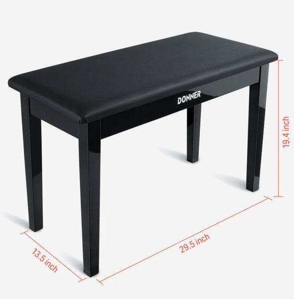 Donner EC2087 Piano Bench with Storage, Black - Image 3