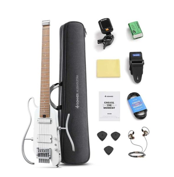 Donner EC7029 HUSH-X PRO Electric Guitar, White - Image 3