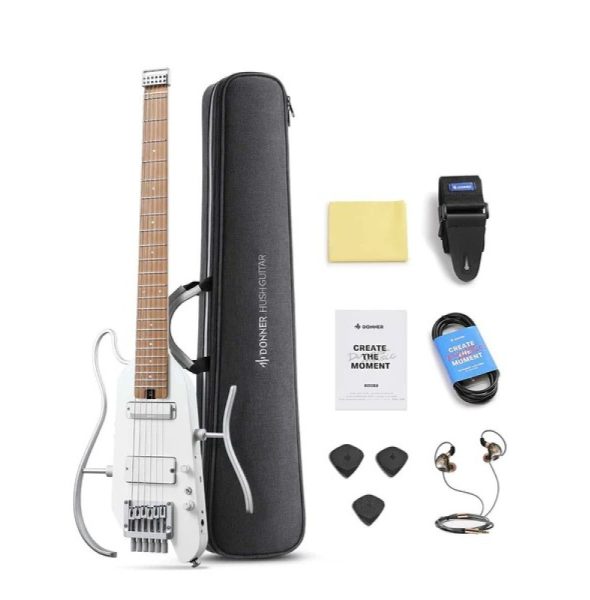 Donner EC7029 HUSH-X PRO Electric Guitar, White - Image 3