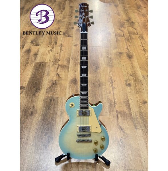 SQOE SELP900-BLS LP Custom Series HH Electric Guitar, Ice Blue