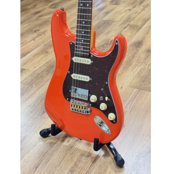 SQOE SEST1000-RD Custom Premium Kaston Series HSS Electric Guitar, Classic Red - Image 3