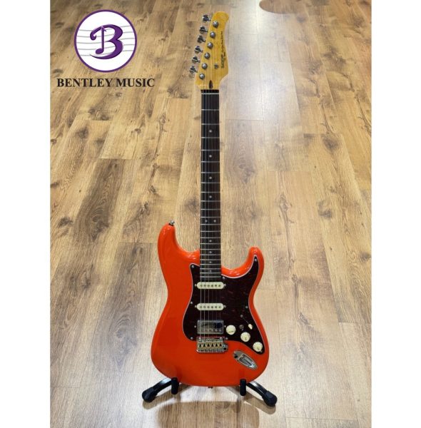 SQOE SEST1000-RD Custom Premium Kaston Series HSS Electric Guitar, Classic Red