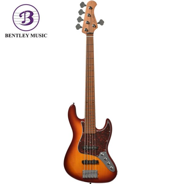 Bacchus WJB5-1DX-AC-RSM/M-CS Universe Series Roasted Maple 5-String Electric Bass, Cherry Sunburst