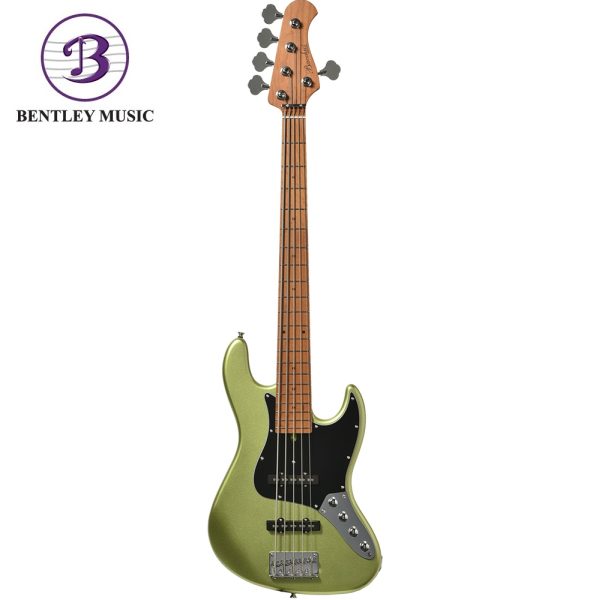 Bacchus WJB5-1DX-AC-RSM/M-FGRM Universe Series Roasted Maple 5-String Electric Bass, French Green Metallic