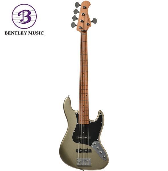 Bacchus WJB5-1DX-AC-RSM/M-MDG Universe Series Roasted Maple 5-String Electric Bass, Misty Dawn Gold